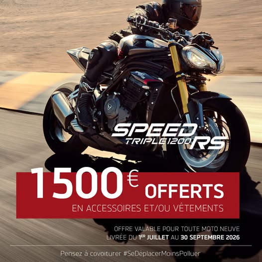 1.500€ d'avantage client pour l'achat d'une Triumph Speed Triple 1200 RS neuve